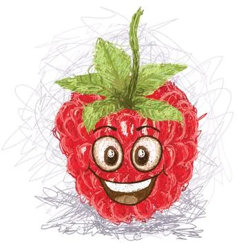 Happy raspberry Stock Illustration