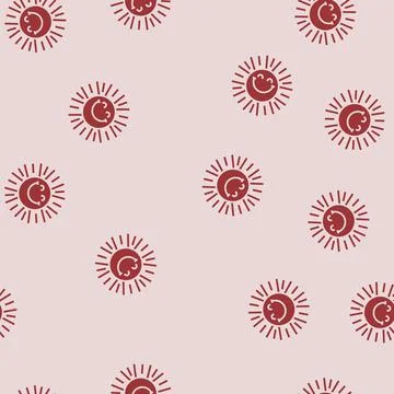 Happy rays cute sun character glyph seamless pattern Stockillustratie
