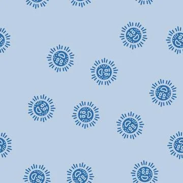 Happy rays cute sun character glyph vector seamless pattern Stock Illustration