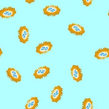 Happy rays cute sun character isometric icon seamless pattern Stockillustratie