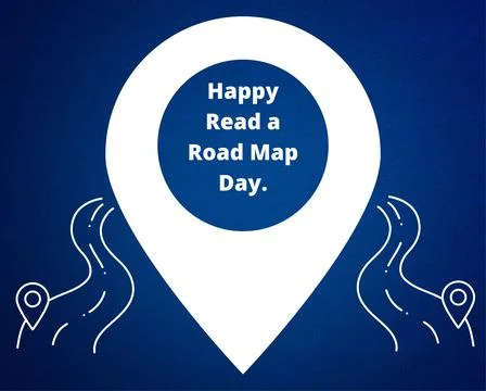 Happy read a road map day, 5 april, sign of location identifer, sign location Stock-Illustration