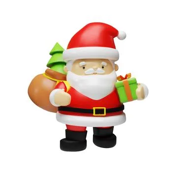 Happy realistic 3D render Santa Claus in red clothes Stock Illustration