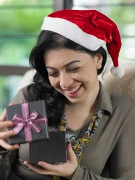 Happy receiving present Stock Photos