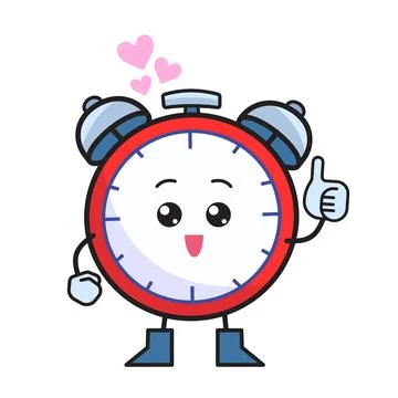 Happy red alarm clock character Stock Illustration