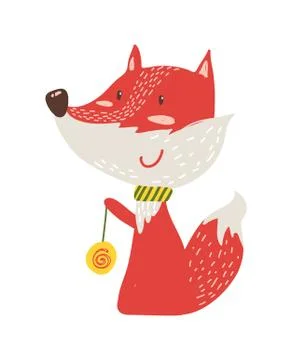 Happy Red Fox with Yo-yo Icon Vector Illustration イラスト素材
