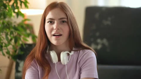 Happy Red haired woman with natural Stock Video Pond5