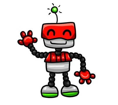 Happy Red Robot Stock Illustration