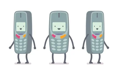 Happy retro cell phone Stock Illustration