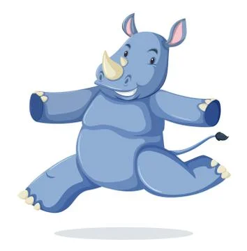 Happy rhino jumping for joy Stock Illustration