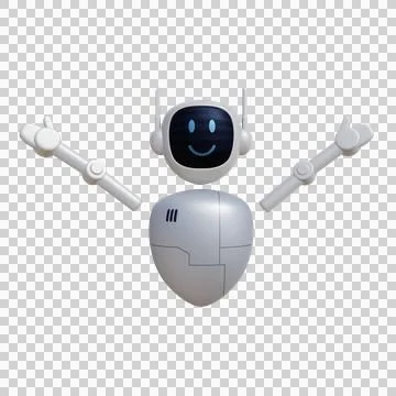 Happy robot 3d character 3d render Stock Illustration