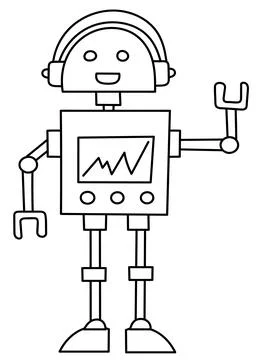 Happy Robot In Action Stock Illustration