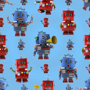 Happy robots pattern 스톡 일러스트