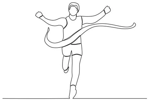 A happy runner almost reached the finish line Stock Illustration