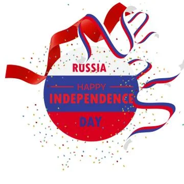 Happy russia independence day greeting wallpaper design, with russian flag -  Stock Illustration