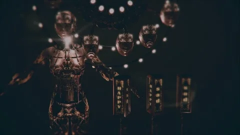 Happy sad face robot  animation 1 Stock Footage 240388901