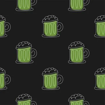 Happy Saint Patrick Day - beer mug seamless pattern. Holiday background vector Illustrazione stock