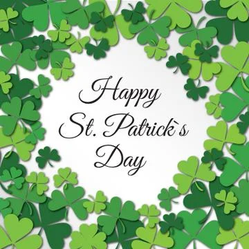 Happy Saint Patrick Day congratulation card with clower, shamrock Illustrazione stock