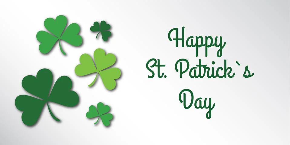 Happy Saint Patrick Day congratulation card with clover, shamrock Stock Illustration