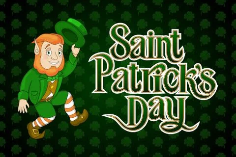 Happy Saint Patrick Day Lettering Irish holiday Vector postcard illustration Stock Illustration