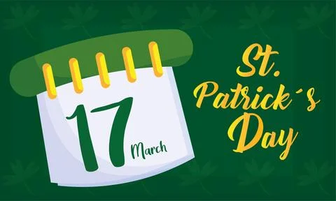 Happy saint patrick day poster with calendar Vector Stock Illustration