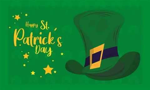 Happy saint patrick day poster with traditional irish hat Vector Stock Illustration