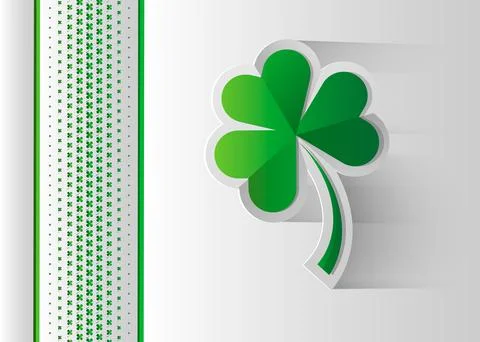 Happy Saint Patrick s Day celebration card with clover leaf. Paper cut Illustrazione stock