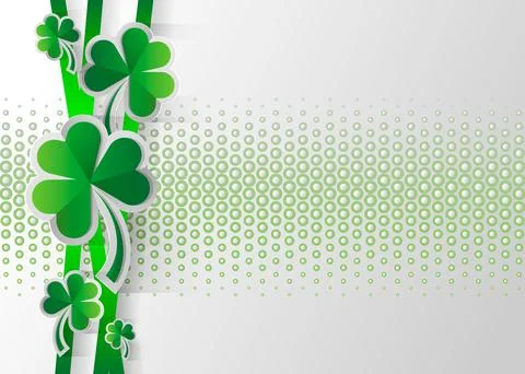 Happy Saint Patrick s Day celebration card with clover leaf. Paper cut Stock Illustration
