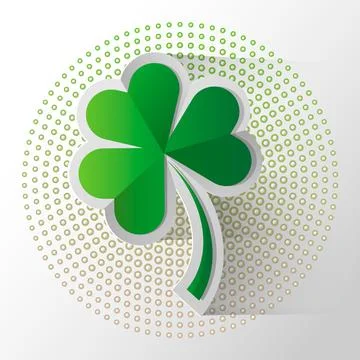 Happy Saint Patrick s Day celebration card with clover leaf. Paper cut Stock Illustration