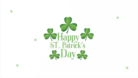 Happy saint patrick's day animated lettering with clovers motion, patrick's.. Video stock 338314901