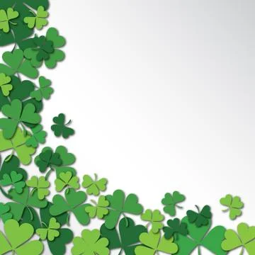 Happy Saint Patrick's Day Background. Clover, shamrock isolated on white Stock Illustration