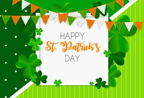 Happy Saint Patricks Day Background with Clover Leaves. Vector Illustration Stock Illustration