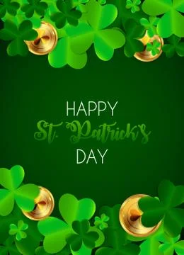 Happy Saint Patricks Day Background with Clover Leaves. Vector Illustration Illustrazione stock