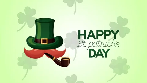 Happy saint patricks day motion graphic with leprechaun hat and mustache ov.. Stock-Footage 338315912