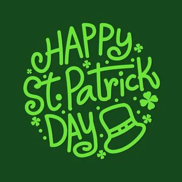 Happy Saint Patrick's Day vector typography illustration on green background. Stock Illustration