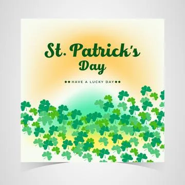Happy Saint Patrick's Day Web Banner with Green Shamrock Leaf Pattern Background Illustrazione stock