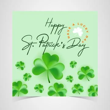 Happy Saint Patrick's Day Web Banner with Green Shamrock Leaf Pattern Background Illustrazione stock