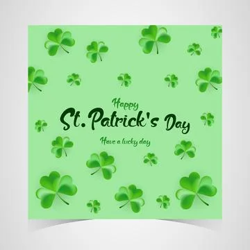 Happy Saint Patrick's Day Web Banner with Green Shamrock Leaf Pattern Background Illustrazione stock