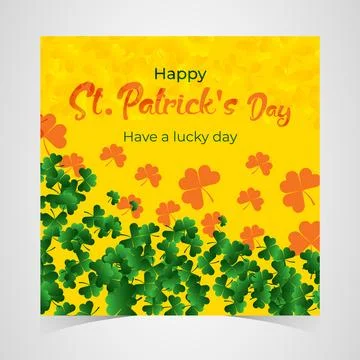 Happy Saint Patrick's Day Web Banner with Green Shamrock Leaf Pattern Background Stock Illustration