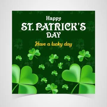 Happy Saint Patrick's Day Web Banner with Green Shamrock Leaf Pattern Background Stock Illustration