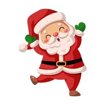 Happy Santa Claus dancing on Christmas flat vector character Stock Illustration