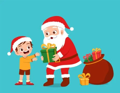 Happy santa give present to kids Stock-Illustration