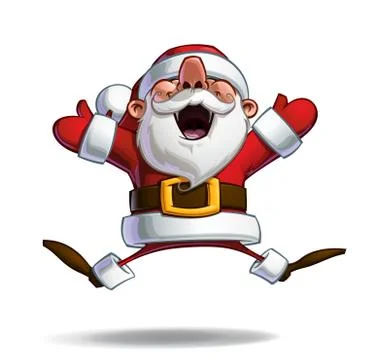 Happy Santa - Jumping in ecstasy with Open Hands Stock Illustration