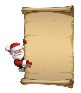Happy Santa Scroll - Empty Label Presenting Stock Illustration