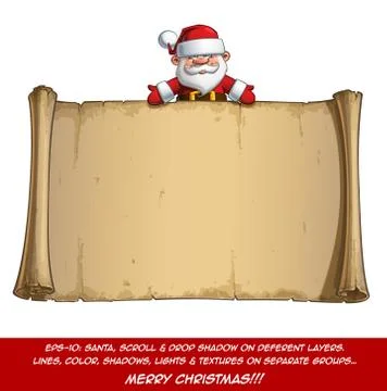 Happy Santa Scroll - Empty Label Open Hands Stock Illustration