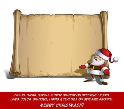 Happy Santa Scroll - Inviting with Open Hands Stock Illustration
