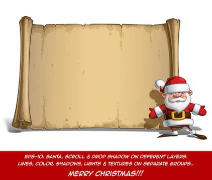 Happy Santa Scroll - Open Hands Stock Illustration