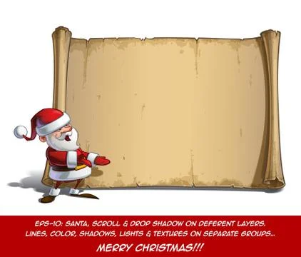 Happy Santa Scroll - Presenting Stock Illustration
