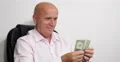 Happy Satisfied Man Counting American Dollars Bills Usd Banknote Wealth Salesman 4k or 4k+ Resolution