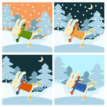 Happy scating Hare Illustrazione stock