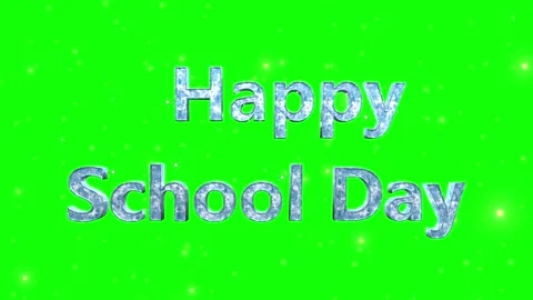 Happy School animated text with sparkling ice effect on a bright green chroma Vídeo Stock 347345407